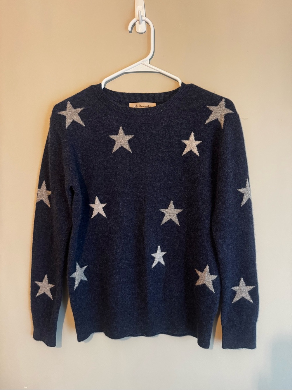 Philosophy Navy Sweater with Cream Star Pattern